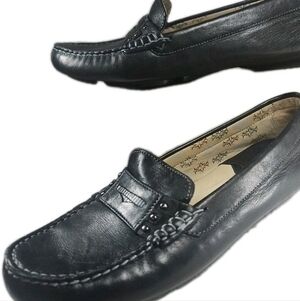 SAS San Antonio Blk Leather Comfort Driver Loafer Minimal Work Teacher Chic[6A